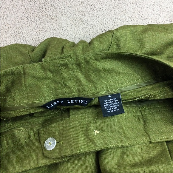 Larry Levine linen blend capri pants size 4 green - Picture 3 of 10